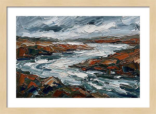 River Landscape In Palette Knife Style