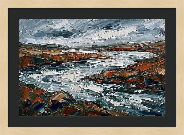 River Landscape In Palette Knife Style