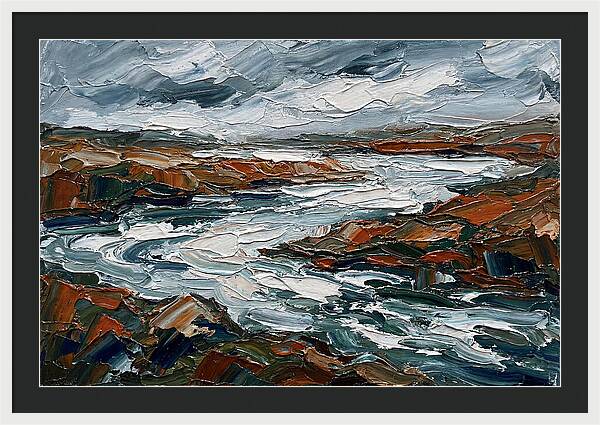 River Landscape In Palette Knife Style