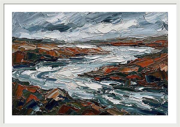 River Landscape In Palette Knife Style