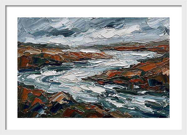 River Landscape In Palette Knife Style