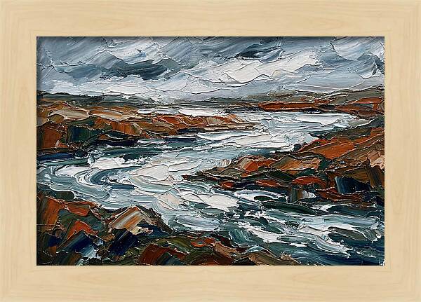 River Landscape In Palette Knife Style