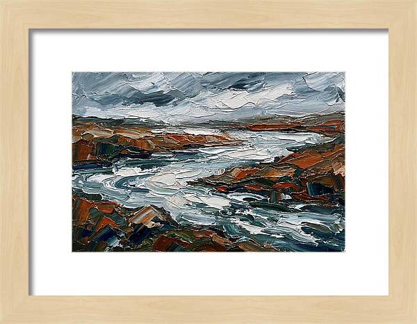 River Landscape In Palette Knife Style