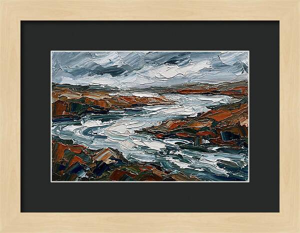 River Landscape In Palette Knife Style