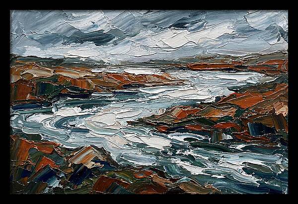 River Landscape In Palette Knife Style
