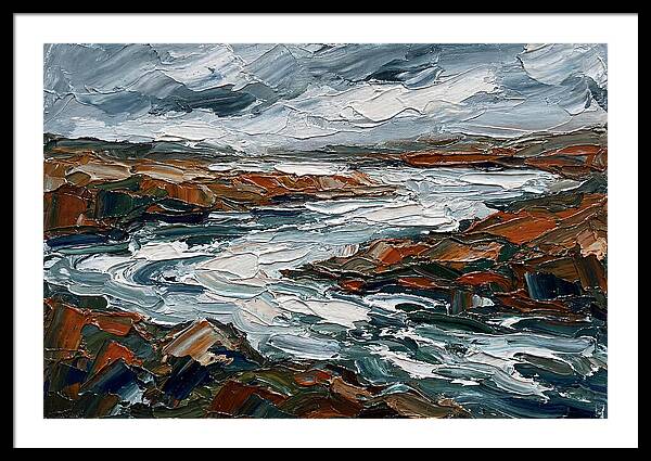 River Landscape In Palette Knife Style