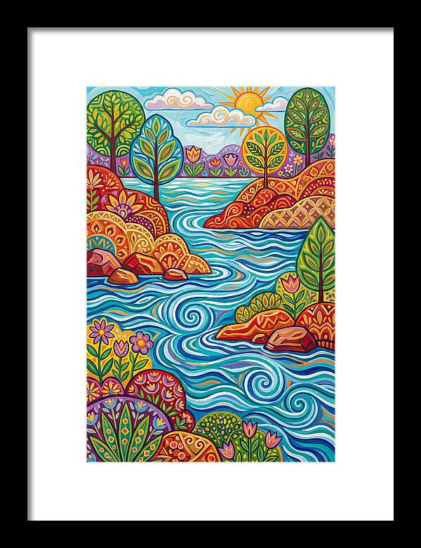 River Landscape In Vibrant Colors