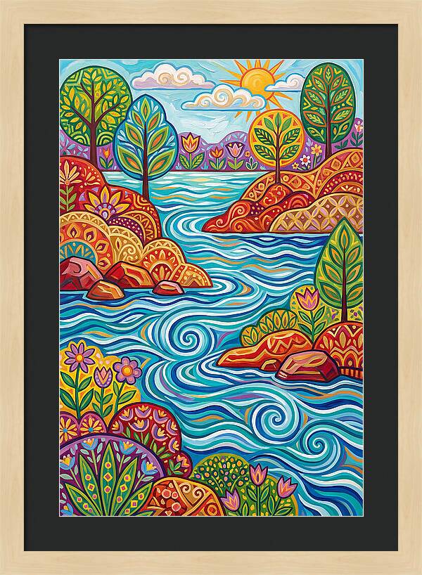 River Landscape In Vibrant Colors