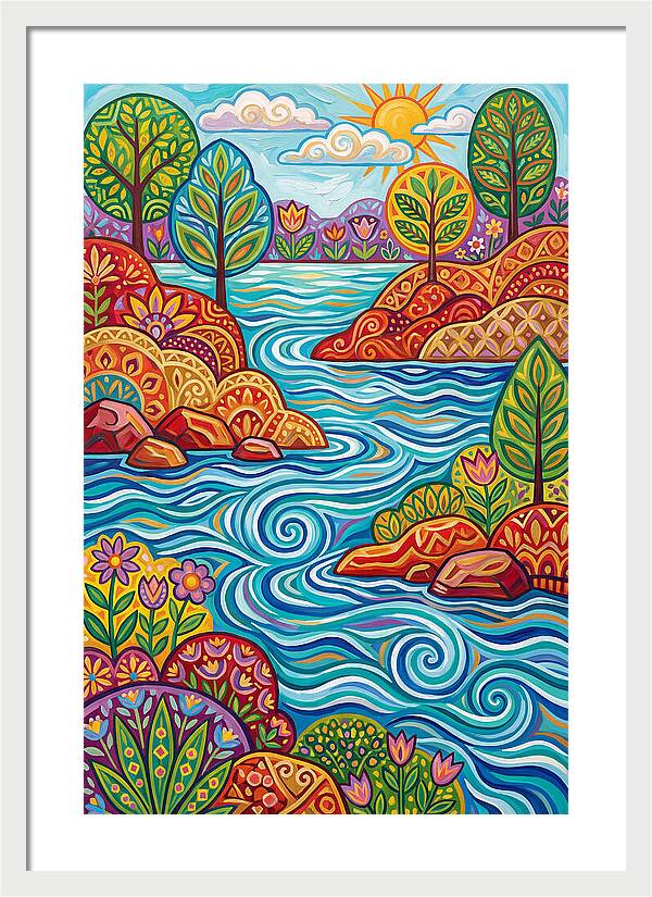 River Landscape In Vibrant Colors