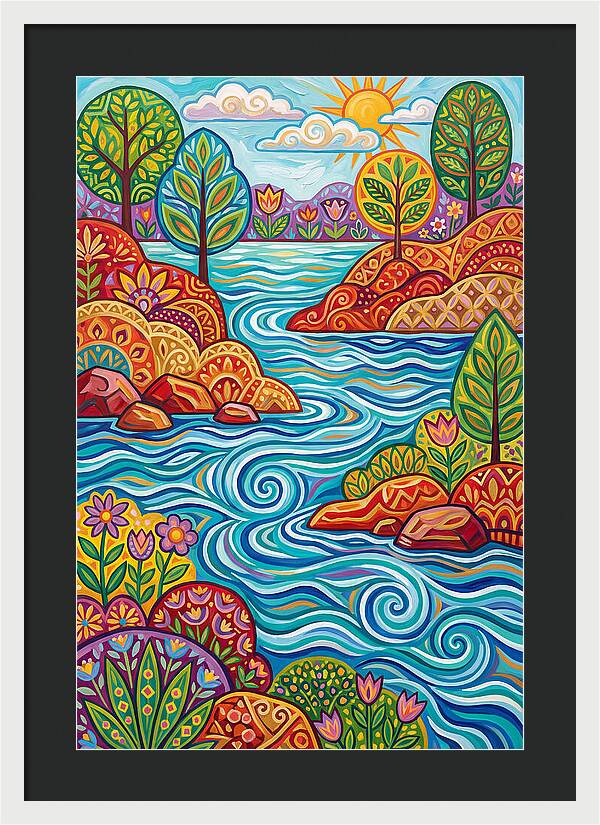 River Landscape In Vibrant Colors