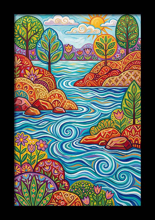 River Landscape In Vibrant Colors