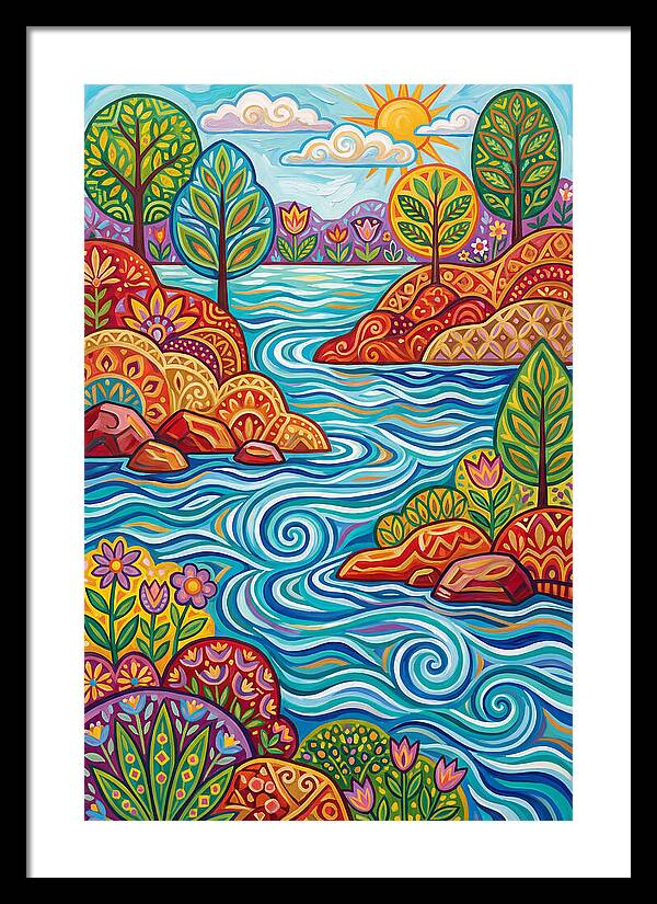 River Landscape In Vibrant Colors