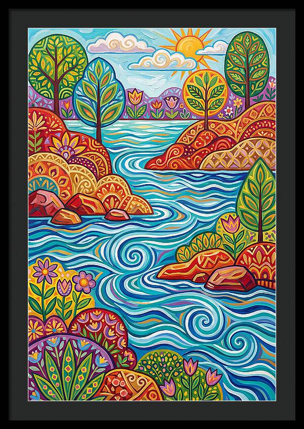 River Landscape In Vibrant Colors