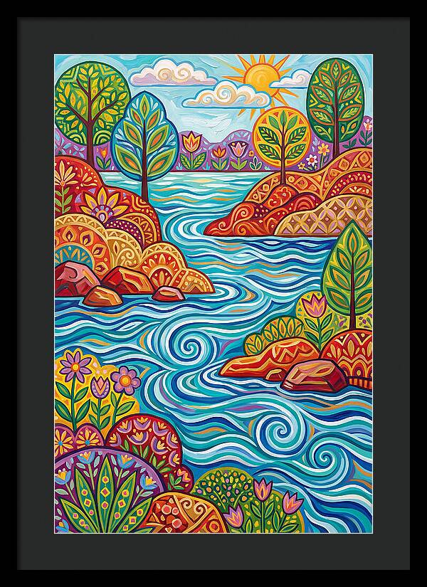River Landscape In Vibrant Colors