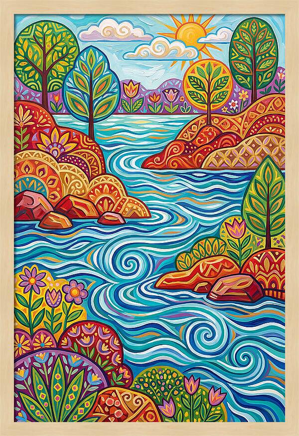 River Landscape In Vibrant Colors