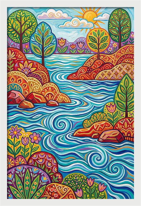 River Landscape In Vibrant Colors