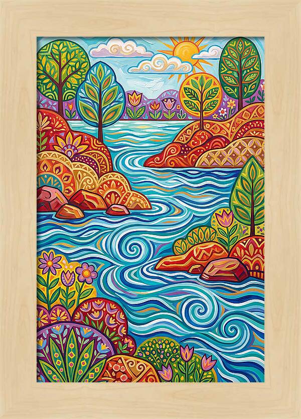 River Landscape In Vibrant Colors