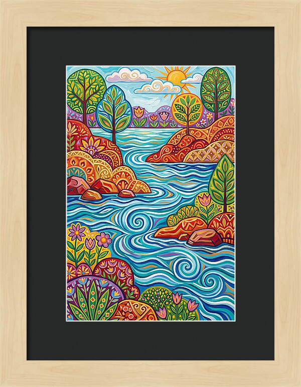 River Landscape In Vibrant Colors