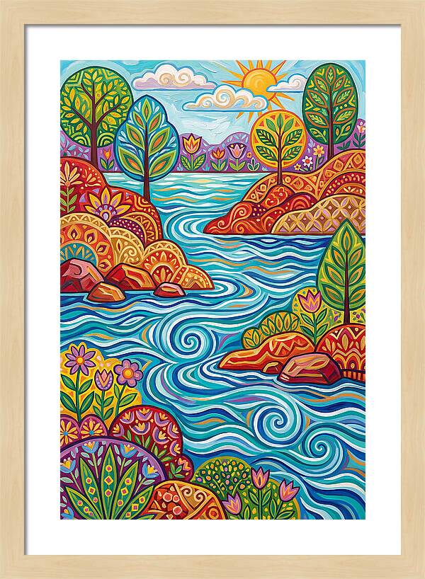 River Landscape In Vibrant Colors