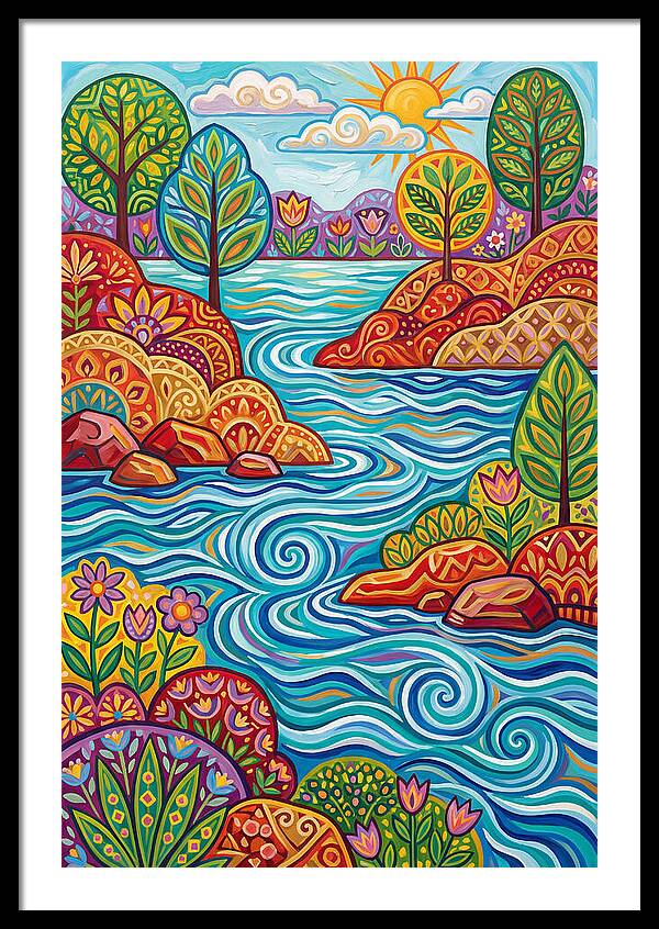 River Landscape In Vibrant Colors