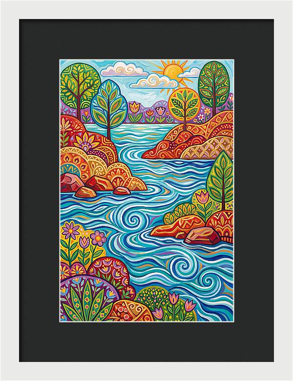 River Landscape In Vibrant Colors