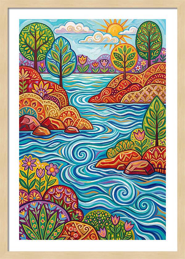 River Landscape In Vibrant Colors
