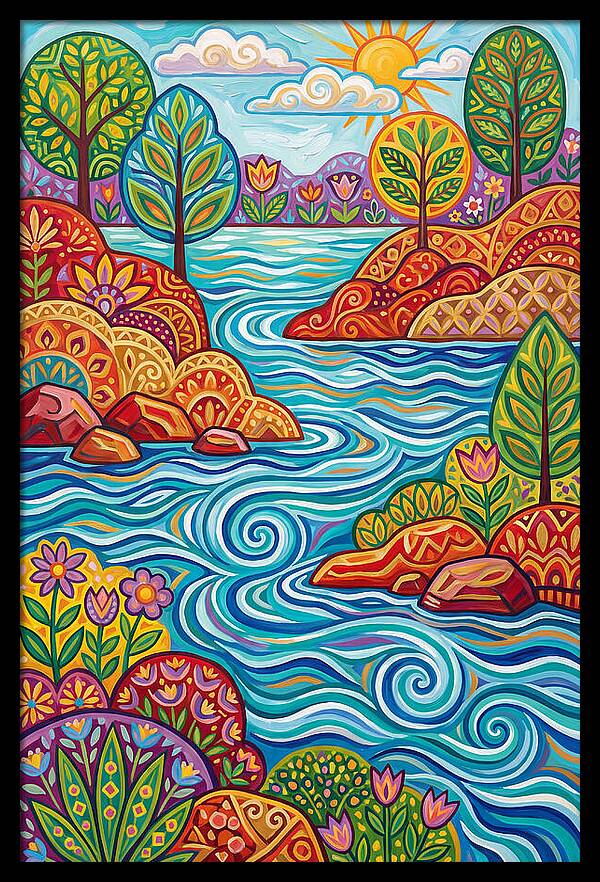River Landscape In Vibrant Colors
