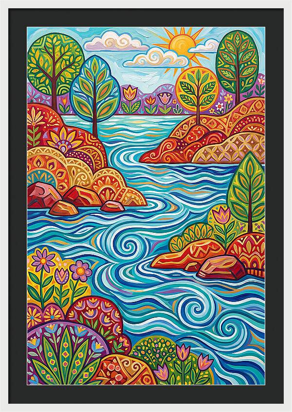 River Landscape In Vibrant Colors