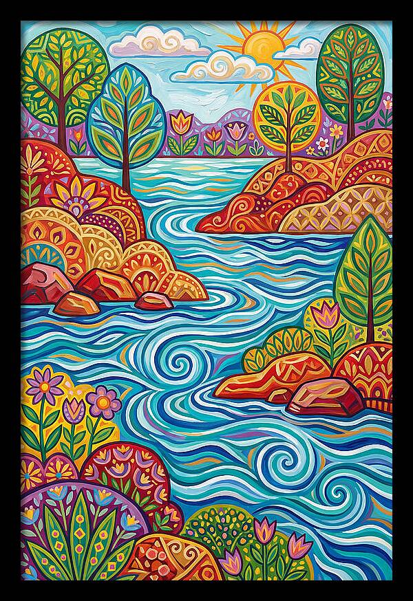 River Landscape In Vibrant Colors