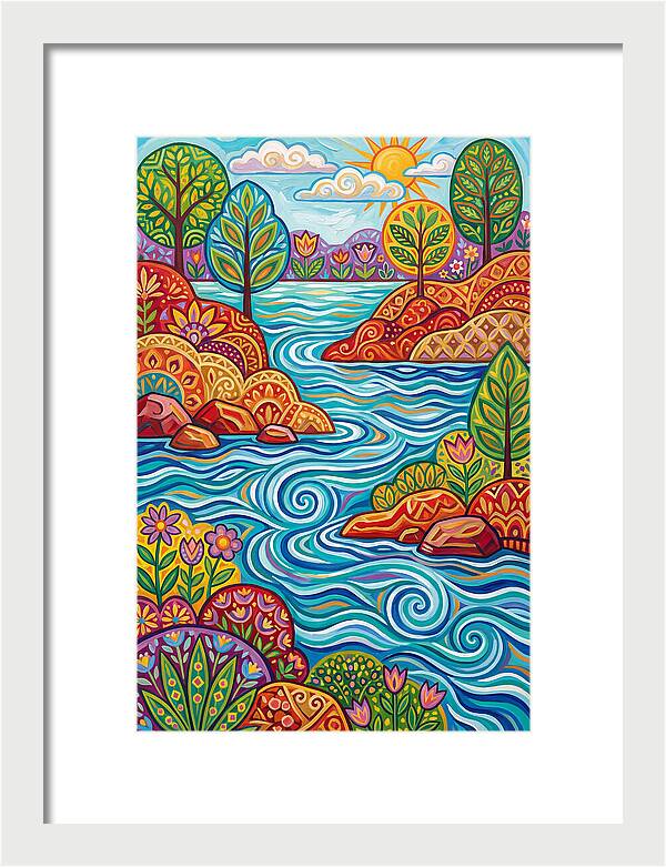 River Landscape In Vibrant Colors