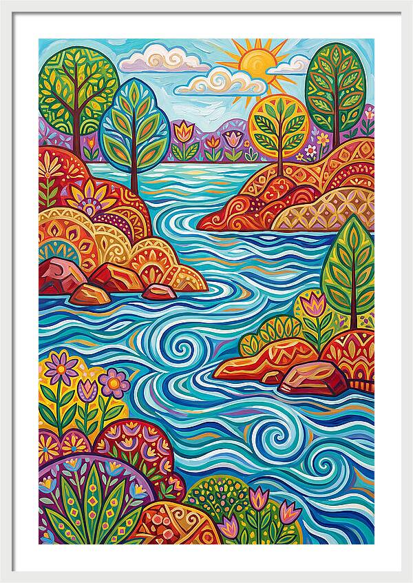 River Landscape In Vibrant Colors