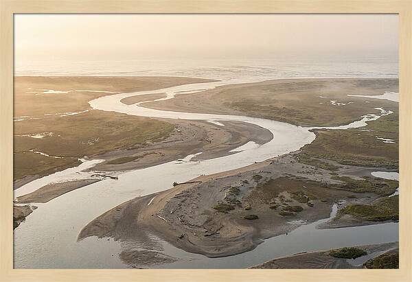 River Meets Sea At Wide Sandy Delta