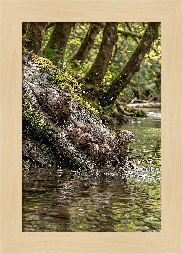 River Otter Family Sliding