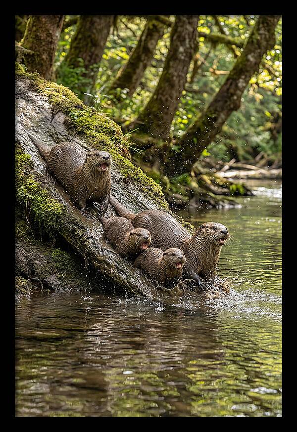 River Otter Family Sliding