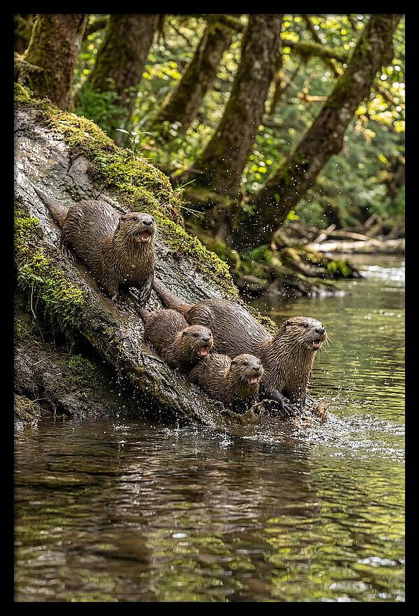 River Otter Family Sliding