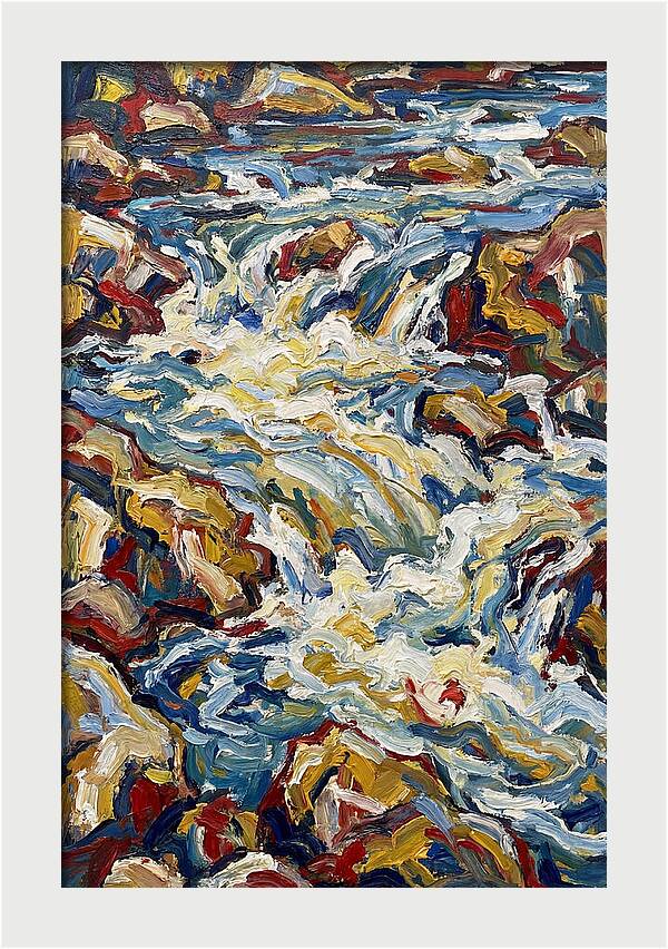 River Rapids In Expressionist Style
