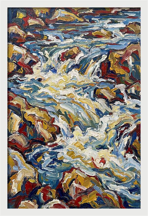 River Rapids In Expressionist Style