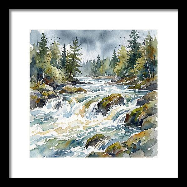 River Rapids In Watercolor