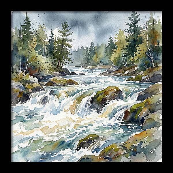 River Rapids In Watercolor