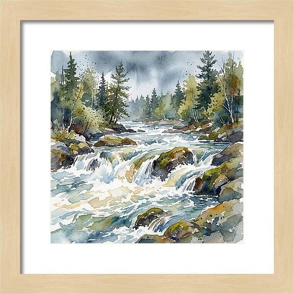 River Rapids In Watercolor
