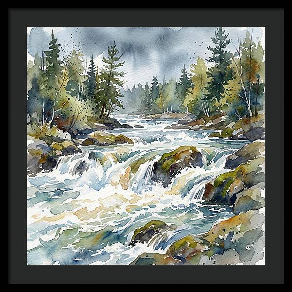 River Rapids In Watercolor