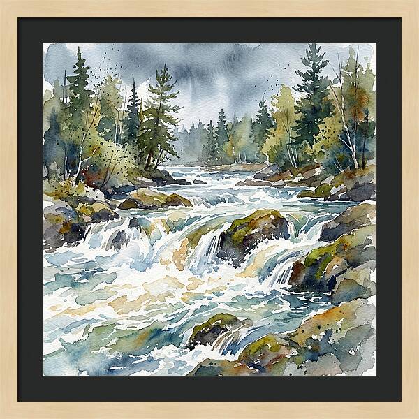 River Rapids In Watercolor