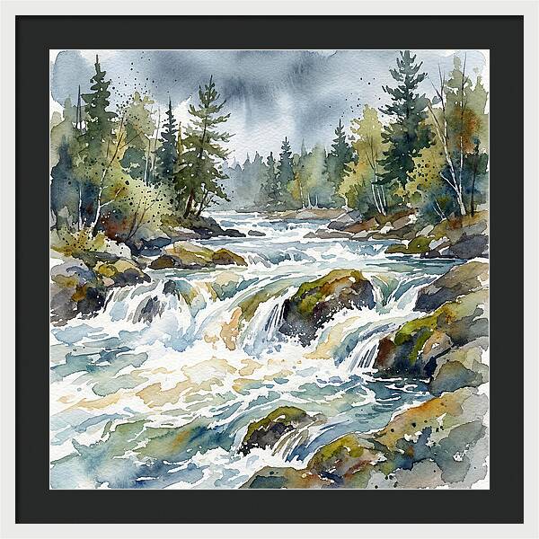 River Rapids In Watercolor