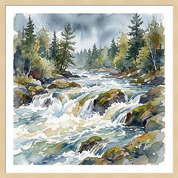 River Rapids In Watercolor