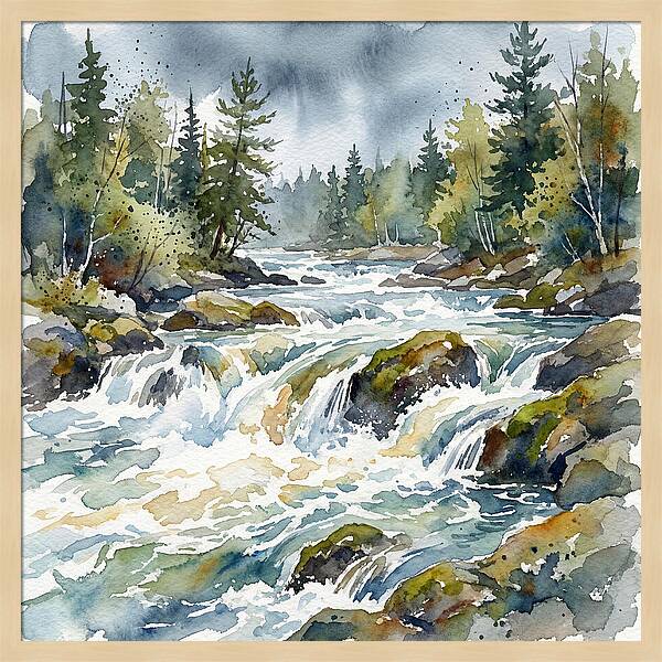 River Rapids In Watercolor