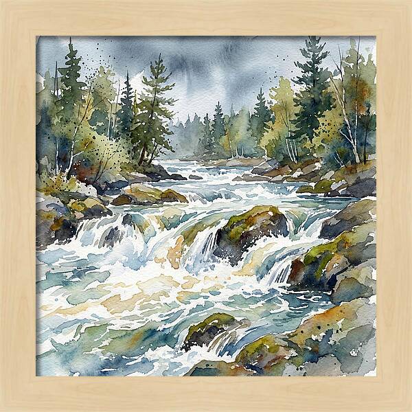 River Rapids In Watercolor