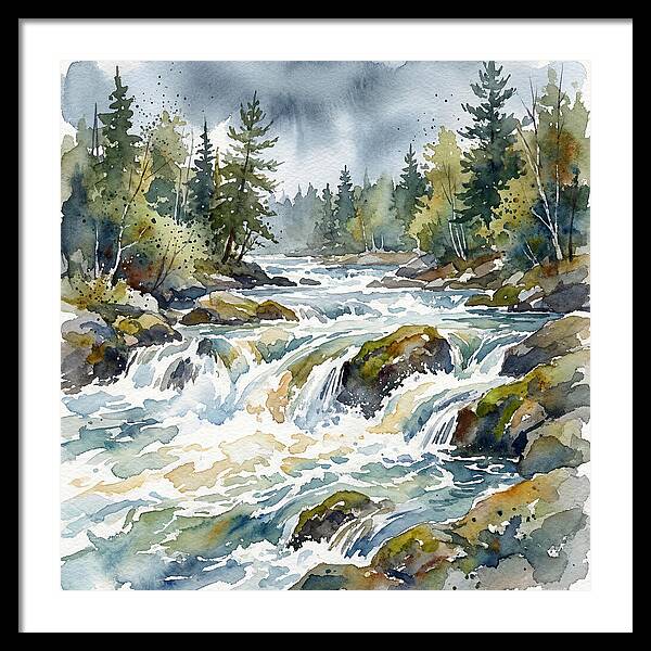 River Rapids In Watercolor