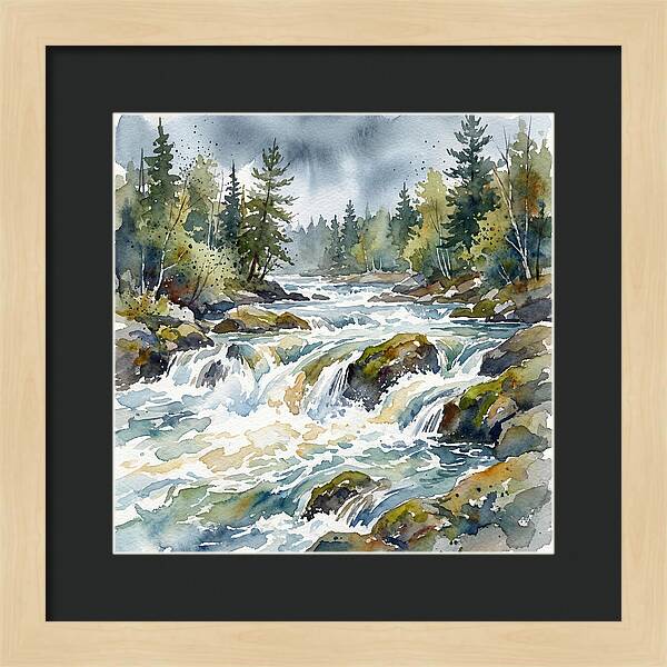 River Rapids In Watercolor