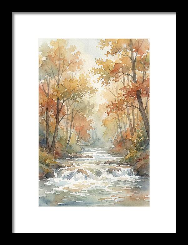 River Rapids Through Autumn Forest