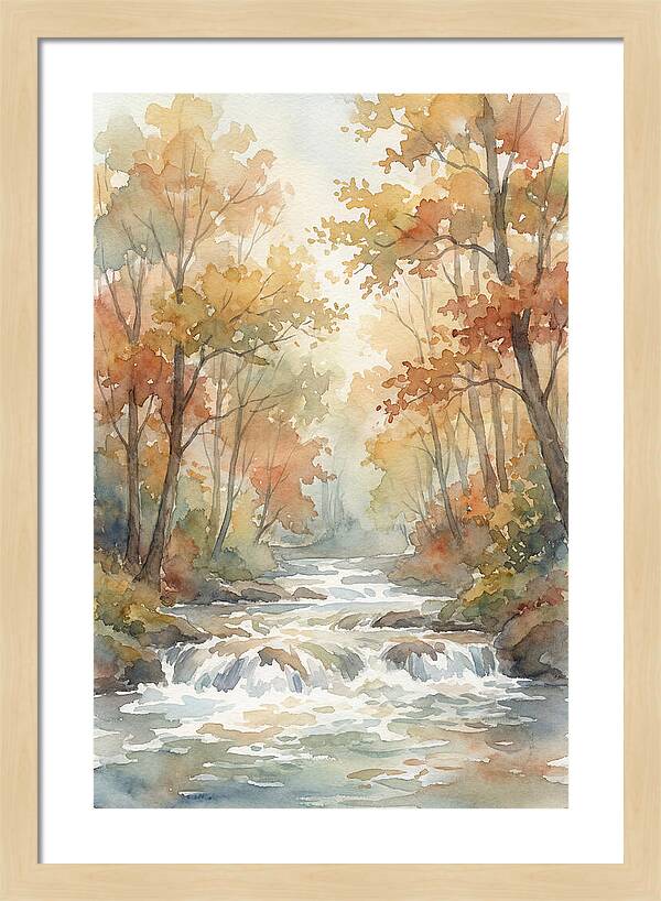 River Rapids Through Autumn Forest